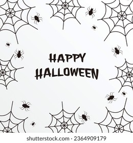 happy halloween background with spider web icon, vector design for poster, social media, greeting card.