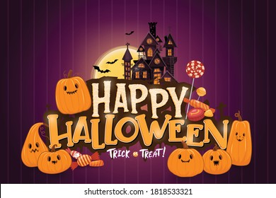 Happy Halloween Background Template in the Darkness with pumpkin