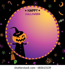 Happy Halloween Background Template Design On Circle Frame