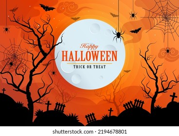Happy halloween background template with pumpkin.