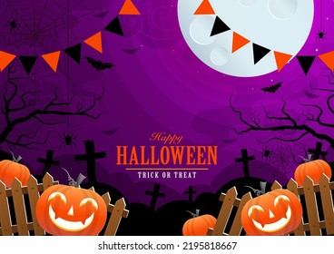 Feliz plantilla de fondo de Halloween con calabaza.