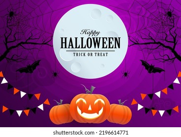 Happy halloween background template with pumpkin.