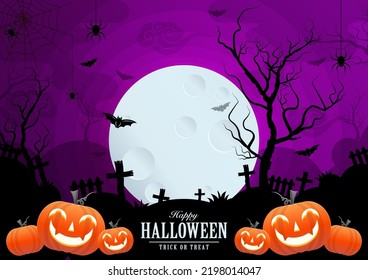 Happy halloween background template with pumpkin.