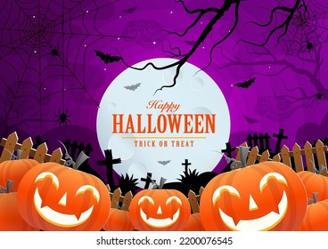 Happy halloween background template with pumpkin.
