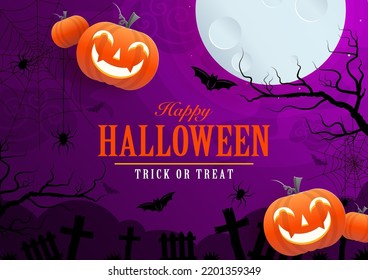 Happy halloween background template with pumpkin.