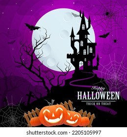 Happy halloween background template with pumpkin.