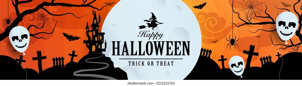 Happy halloween background template with pumpkin.