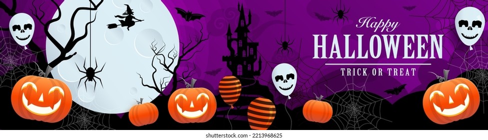 Happy halloween background template with pumpkin.