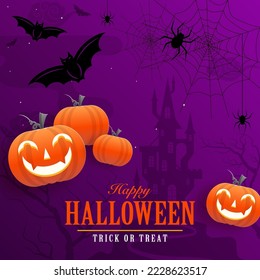 Happy halloween background template with pumpkin.
