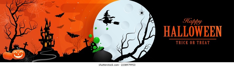 Happy halloween background template with pumpkin.