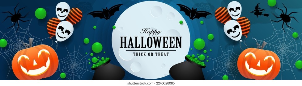 Happy halloween background template with pumpkin.