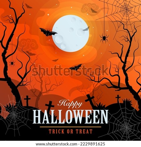Happy halloween background template with pumpkin.