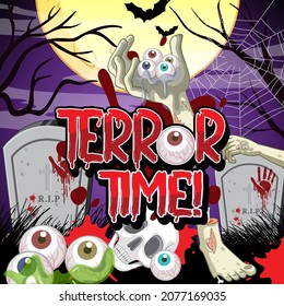 Happy Halloween background with Terror Time banner illustration