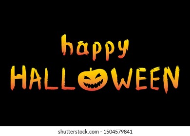 Happy halloween background. Vector drawing. Yellow text on a black background. Texture.