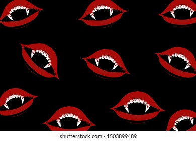 Happy Halloween background vector illustration ￼,wallpapers set with vampire teeth
