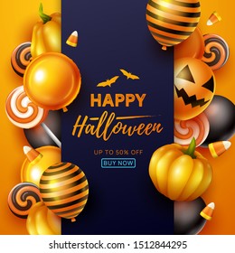 Happy Halloween background. Vector illustration.
