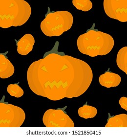 Happy Halloween background vector illustration with pumpkin scary face 