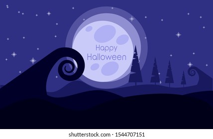 Happy Halloween Background Vector Illustration with Flat Design Concept element