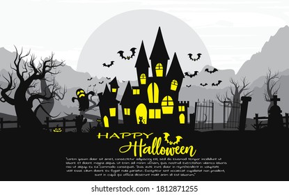 Feliz fondo de halloween, ilustración vectorial de Halloween. 