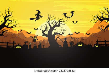 Happy halloween background, Halloween vector illustration. 