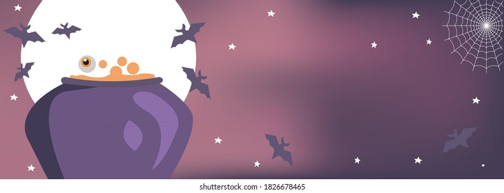 Happy Halloween background Vector illustration with blood buckets and flying bats. 