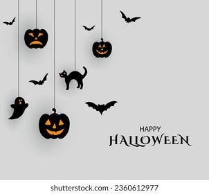 Feliz ilustración vectorial de fondo de Halloween. Decoración colgante de Halloween. Ilustración vectorial.