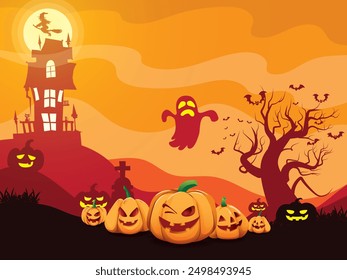 Happy Halloween background, Halloween vector illustration.