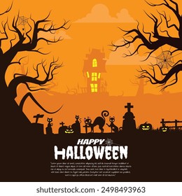Happy Halloween background, Halloween vector illustration.