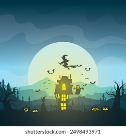 Happy Halloween background, Halloween vector illustration.