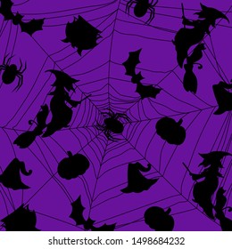 Happy Halloween background vector illustration,cut set with cartoon characters  ￼