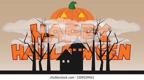 Happy Halloween Background Vector, pumpkin design on moon illustrations with smooth background.