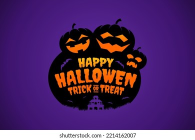 Happy Halloween background vector with pumpkins. Spooky, simple and horror designs. Poster, banner, flyer for night event Hallowen party and halloween day 