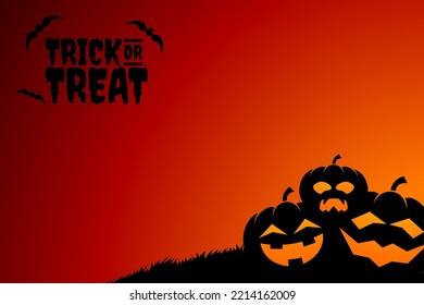 Happy Halloween background vector with pumpkins and copy space. Spooky, simple and horror designs. Poster, banner, flyer with empty space for customize night event Hallowen party and halloween day 