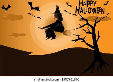 happy Halloween background vector. Spooky Halloween landscape