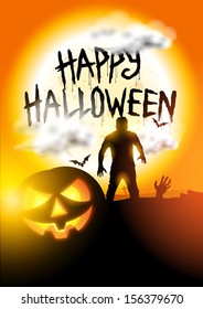 Happy Halloween Background vector with spooky elements.