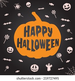 Happy halloween background. Vector template for design. 