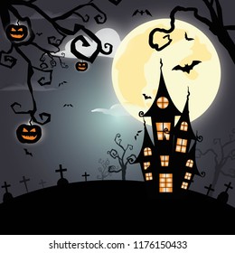 Happy Halloween background.invitation template for Halloween party. Vector illustration