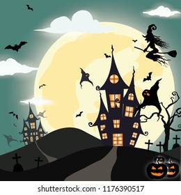 Happy Halloween background.invitation template for Halloween party. Vector illustration