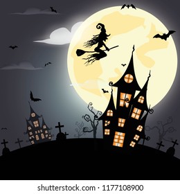Happy Halloween background.invitation template for Halloween party. Vector illustration