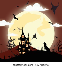 Happy Halloween background.invitation template for Halloween party. Vector illustration
