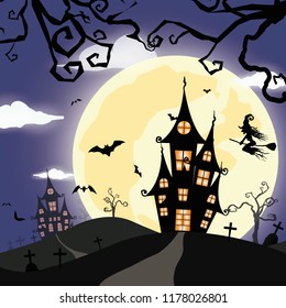 Happy Halloween background.invitation template for Halloween party. Vector illustration