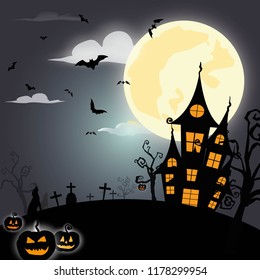 Happy Halloween background.invitation template for Halloween party. Vector illustration