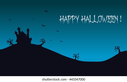 Happy Halloween backgrounds castle illustration and bat