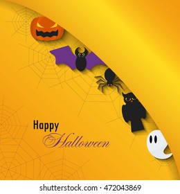 Happy Halloween background.Vector Flat Illustration. Halloween Signs and Symbols. Trick or Treat.