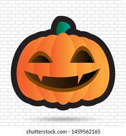 Happy Halloween badge. Jack O' Lantern pumpkin head in different expression.
