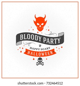 Happy Halloween Badge, sticker, label. Design element for greeting card or party flyer. Vector illustration