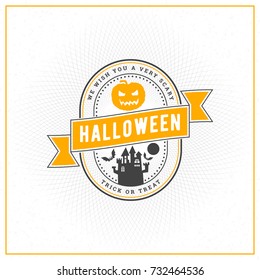 Happy Halloween Badge, sticker, label. Design element for greeting card or party flyer. Vector illustration