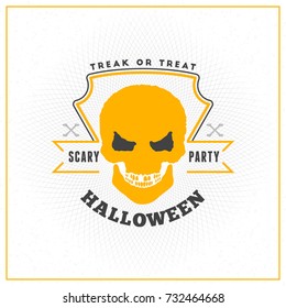 Happy Halloween Badge, sticker, label. Design element for greeting card or party flyer. Vector illustration