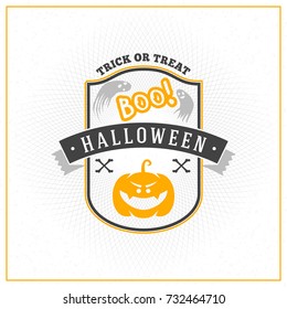 Happy Halloween Badge, sticker, label. Design element for greeting card or party flyer. Vector illustration