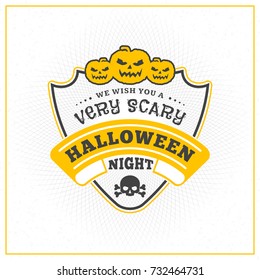 Happy Halloween Badge, sticker, label. Design element for greeting card or party flyer. Vector illustration